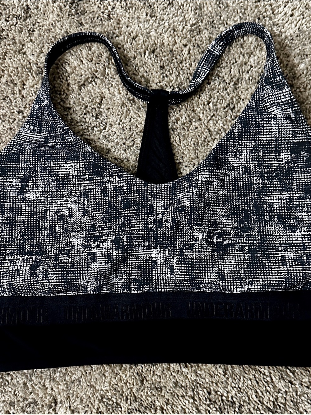 Under Armour Black & White Marled Racerback Sports Bra